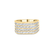 Bids.com 10K Yellow Gold 1.00 Cttw Diamond Multi Row Mens Ring Band Rings