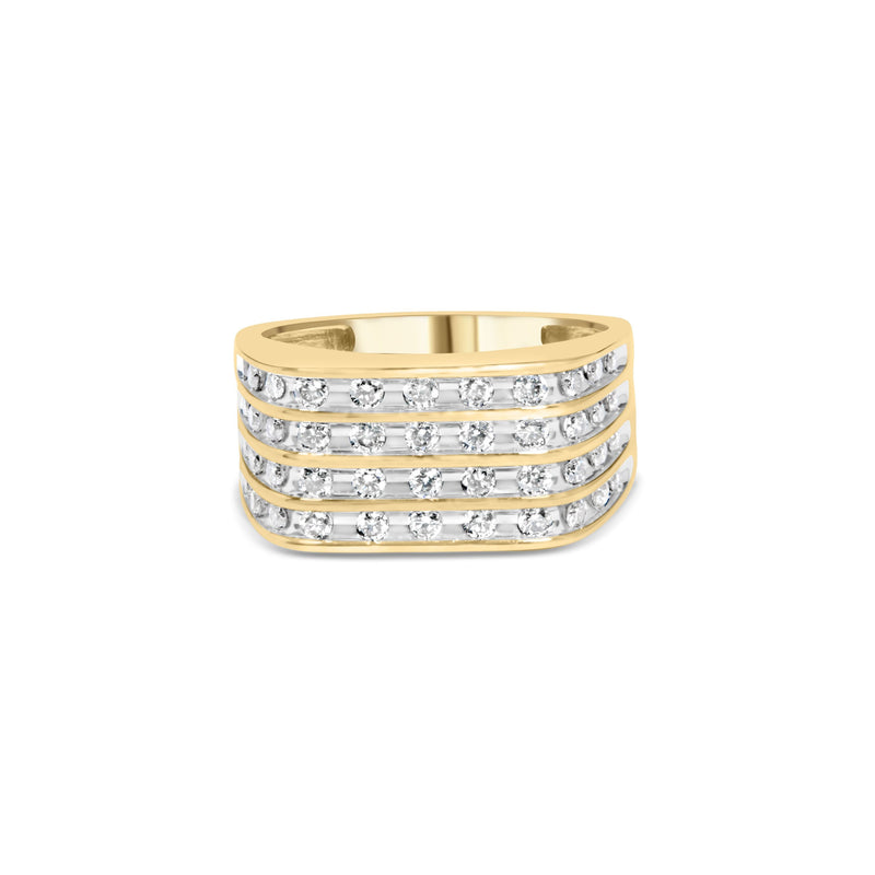 Bids.com 10K Yellow Gold 1.00 Cttw Diamond Multi Row Mens Ring Band Rings