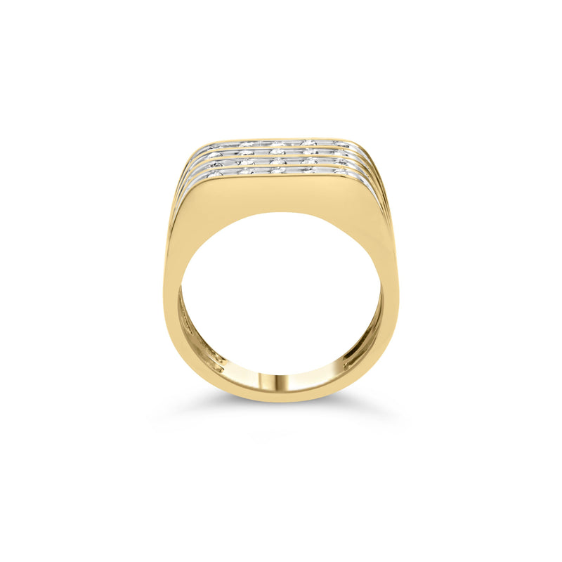 Bids.com 10K Yellow Gold 1.00 Cttw Diamond Multi Row Mens Ring Band Rings