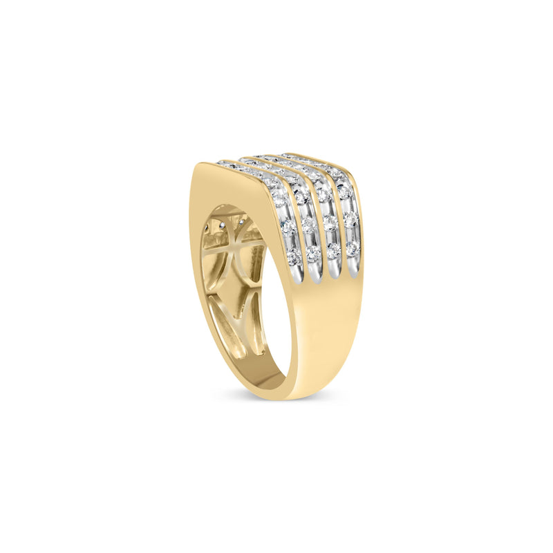 Bids.com 10K Yellow Gold 1.00 Cttw Diamond Multi Row Mens Ring Band Rings