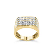 Bids.com 10K Yellow Gold 1.00 Cttw Diamond Multi Row Mens Ring Band Rings