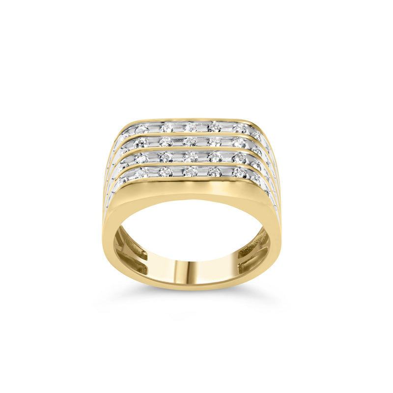 Bids.com 10K Yellow Gold 1.00 Cttw Diamond Multi Row Mens Ring Band Rings
