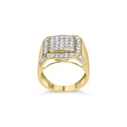 Bids.com Men's 10K Yellow Gold 2 1/8 Cttw Diamond  Composite Cluster Cocktail Ring Band Rings