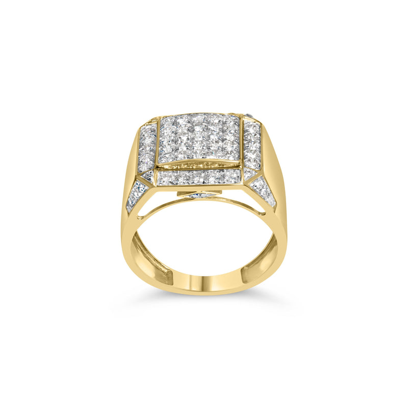 Bids.com Men's 10K Yellow Gold 2 1/8 Cttw Diamond  Composite Cluster Cocktail Ring Band Rings