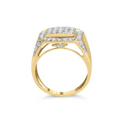 Bids.com Men's 10K Yellow Gold 2 1/8 Cttw Diamond  Composite Cluster Cocktail Ring Band Rings