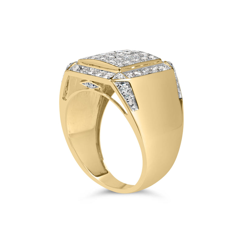 Bids.com Men's 10K Yellow Gold 2 1/8 Cttw Diamond  Composite Cluster Cocktail Ring Band Rings