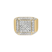 Bids.com Men's 10K Yellow Gold 2 1/8 Cttw Diamond  Composite Cluster Cocktail Ring Band Rings