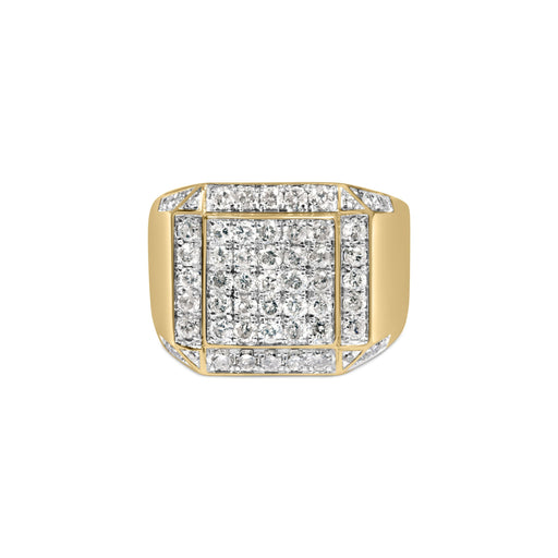 Bids.com Men's 10K Yellow Gold 2 1/8 Cttw Diamond  Composite Cluster Cocktail Ring Band Rings