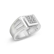 Bids.com .925 Sterling Silver Diamond Accent Miracle-Set 9 Stone Ridged Band Gentlemen's Fashion Ring (I-J Color, I3 Clarity) - Size 10 Rings