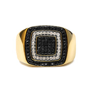 Bids.com Men's 10K Yellow Gold 3/4 Cttw White and Black Treated Diamond Ring Band (Black / I-J Color, I2-I3 Clarity) - Size 10 Rings