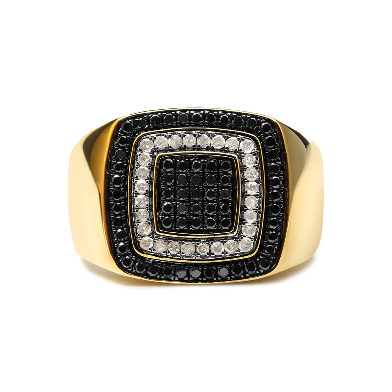Bids.com Men's 10K Yellow Gold 3/4 Cttw White and Black Treated Diamond Ring Band (Black / I-J Color, I2-I3 Clarity) - Size 10 Rings
