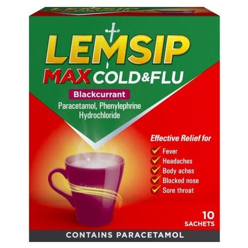 Lemsip Lemsip Max Cold & Flu Blackcurrant 10pk Cold & Flu Medicine