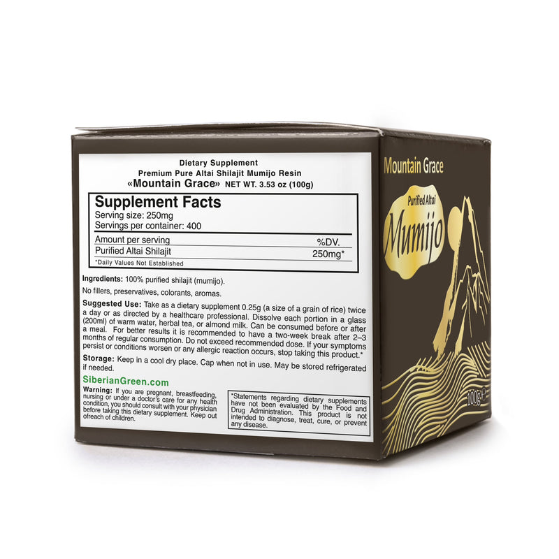 SiberianGreen.com Siberian Shilajit Altai Mumijo Resin | Sibirska Mountain Grace 100g (Sachera-Med) Body Wash
