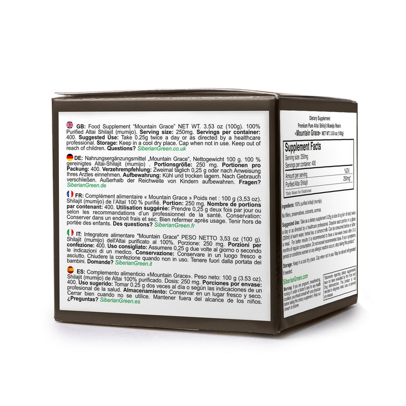 SiberianGreen.com Siberian Shilajit Altai Mumijo Resin | Sibirska Mountain Grace 100g (Sachera-Med) Body Wash