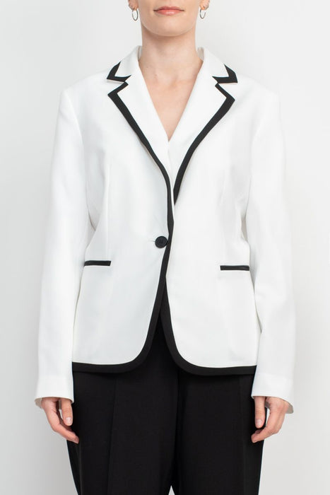 Le Suit Notched Collar One Button Closure Contrast Trim with Matching Pant by Curated Brands