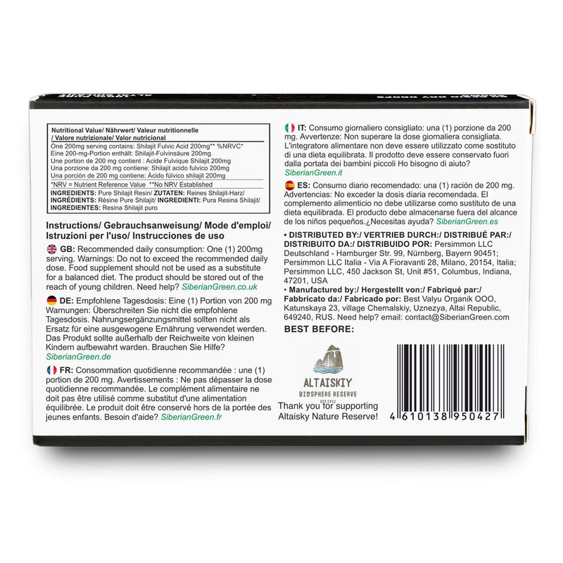 SiberianGreen.com Shilajit 120 Dry Drops: Altai Golden Mountains Shilajit by Siberian Green Herbs