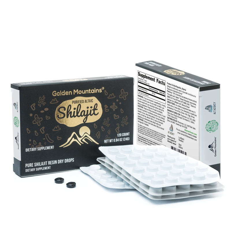 Shilajit 120 Dry Drops: Altai Golden Mountains Shilajit by Siberian Green