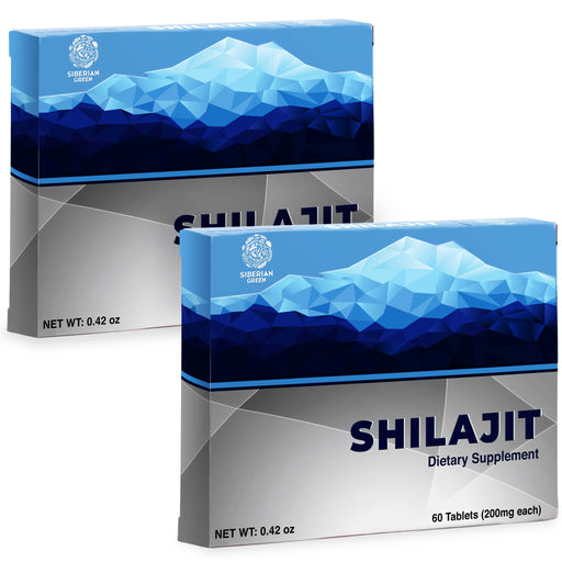 SiberianGreen.com Blue Mountain Mumiyo Shilajit Tablets – 120 Count (2 x 60 Pack) Herbs White Smoke