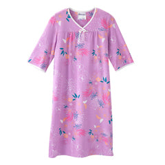Silverts Silverts Senior Women's Adaptive Open Back Knit Printed Nightgown Soft Tropical Medical Supplies