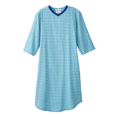 Silverts Silverts Senior Men's Adaptive Open Back Flannel Nightgown Green Plaid Medical Supplies