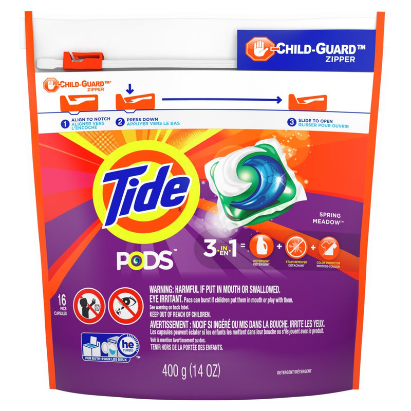 Tide Tide 93120 Spring Meadow Laundry Detergent, 16 Count, 3-in-1 Pods Laundry Detergent