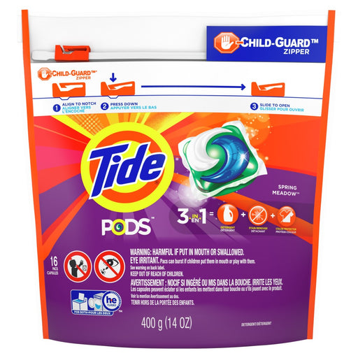 Tide Tide 93120 Spring Meadow Laundry Detergent, 16 Count, 3-in-1 Pods Laundry Detergent