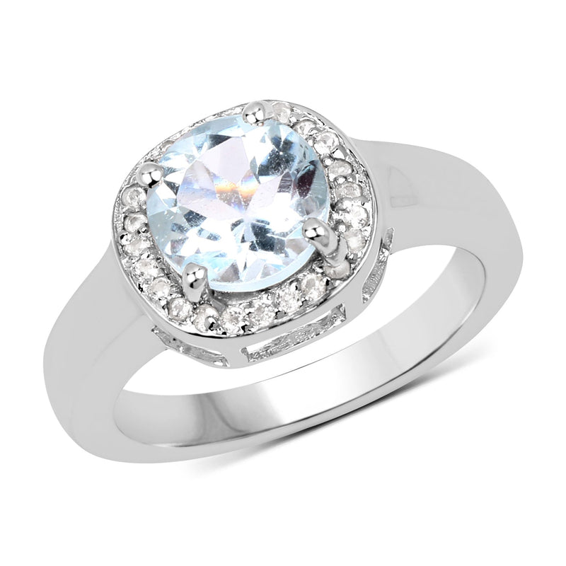 Bids.com 2.37 Carat Genuine Blue Topaz and White Topaz .925 Sterling Silver Ring Rings