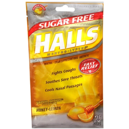 Halls Halls Cough & Throat Relief, Sugar Free, Honey Lemon Flavor, Drops Health & Beauty