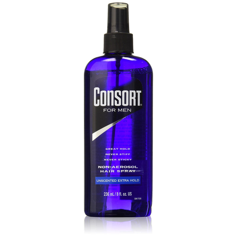 Consort Consort for Men Hair Spray, Unscented Extra Hold, 8 oz (Non-Aerosol) Hair Care