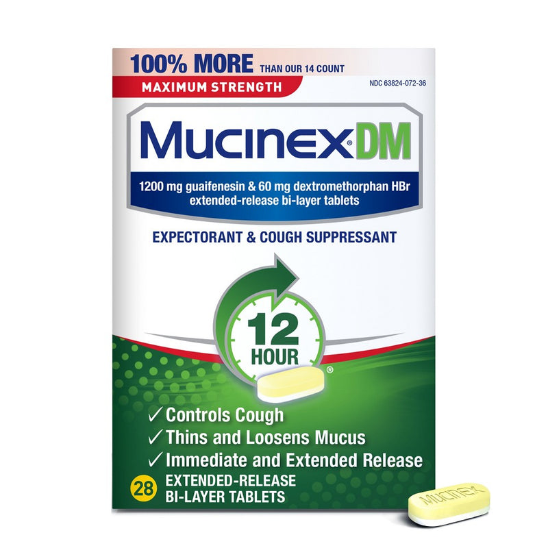 Mucinex Mucinex DM 12 Hour Maximum Strength Extended-Release Bi-Layer Expectorant & Cough Suppressant Tablets 28 Ct Box Health & Beauty