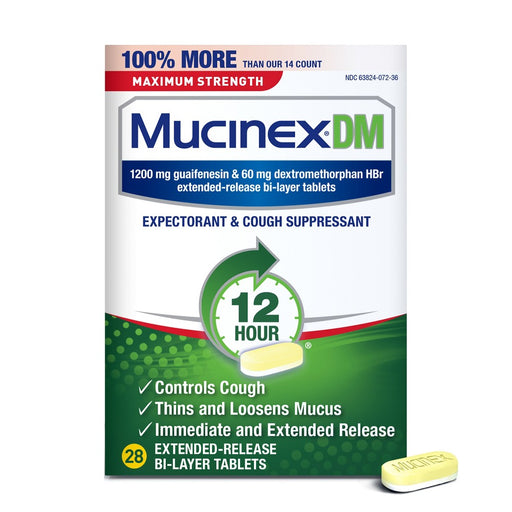 Mucinex Mucinex DM 12 Hour Maximum Strength Extended-Release Bi-Layer Expectorant & Cough Suppressant Tablets 28 Ct Box Health & Beauty