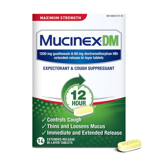 Mucinex Mucinex Expectorant & Cough Suppressant, 12 Hour, Maximum Strength, Extended Release Bi Layer Tablets Health & Beauty White Smoke