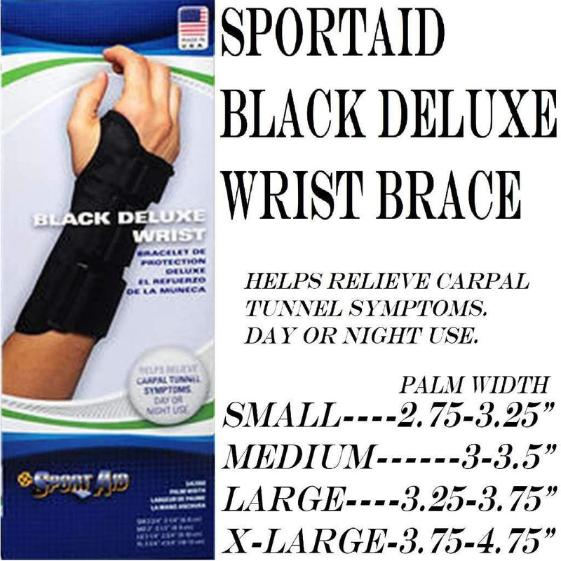Sport Aid Sport Aid Black Deluxe Wrist Left Medium Wall Jacks & Braces