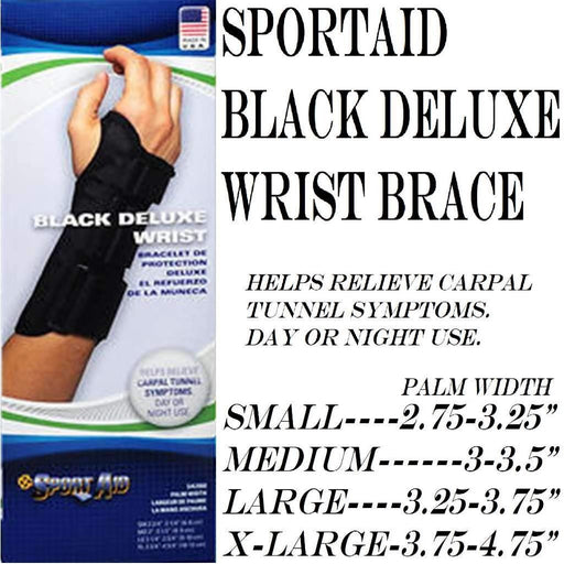 Sport Aid Sport Aid Black Deluxe Wrist Left Medium Wall Jacks & Braces