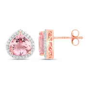 Bids.com 3.27 Carat Genuine Morganite and White Diamond 14K Rose Gold Earrings Earrings