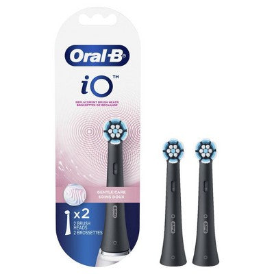 Oral-B Oral-B iO Gentle Care Replacement Brush Heads - Black - 2ct Toothbrush Replacement Heads White Smoke