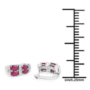 Bids.com 3.20 Carat Glass Filled Ruby .925 Sterling Silver Earrings Earrings