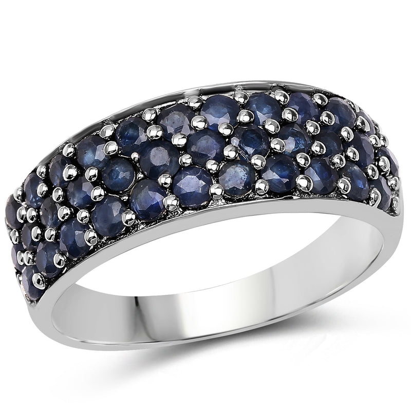 Bids.com 1.70 Carat Genuine Blue Sapphire .925 Sterling Silver Ring Rings