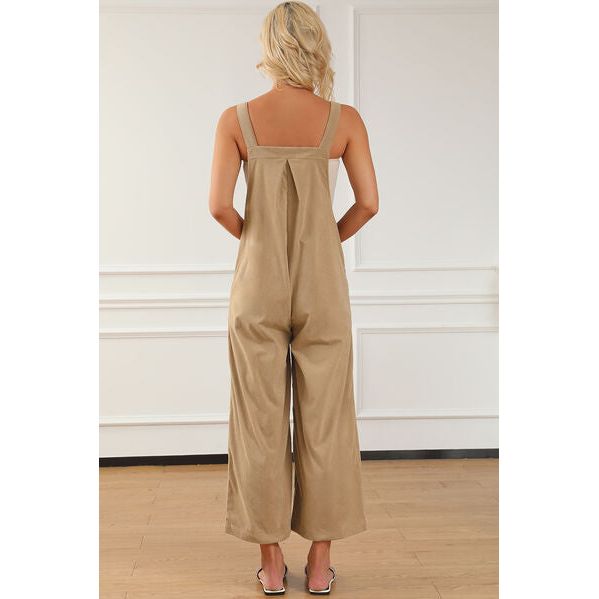 Pocketed Wide Leg Overall