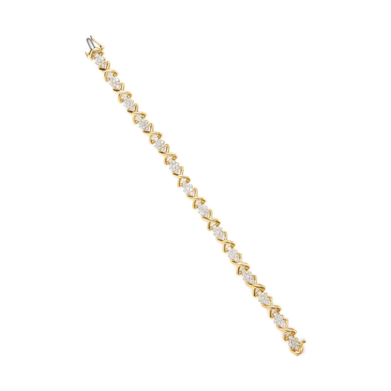 Bids.com 10k Yellow Gold Plated .925 Sterling Silver 2.00 Cttw Round-Cut Diamond Link 7" Bracelet (H-I Color, I2-I3 Clarity) Bracelets