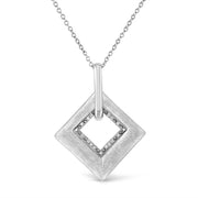 Bids.com .925 Sterling Silver Pave-Set Diamond Accent Kite Shape 18" Pendant Necklace (I-J Color, I1-I2 Clarity) Necklaces