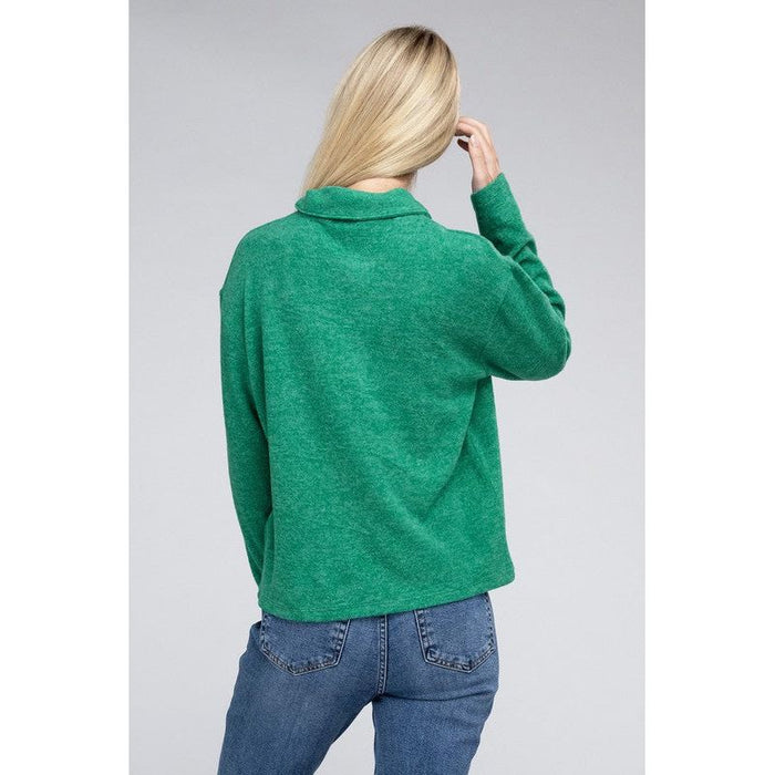 Brushed Melange Hacci Collared Sweater