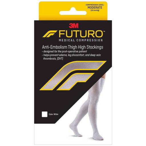 Futuro Futuro Anti-Embolism Closed Toe Stockings Thigh Length, White, Moderate Large Supports & Braces