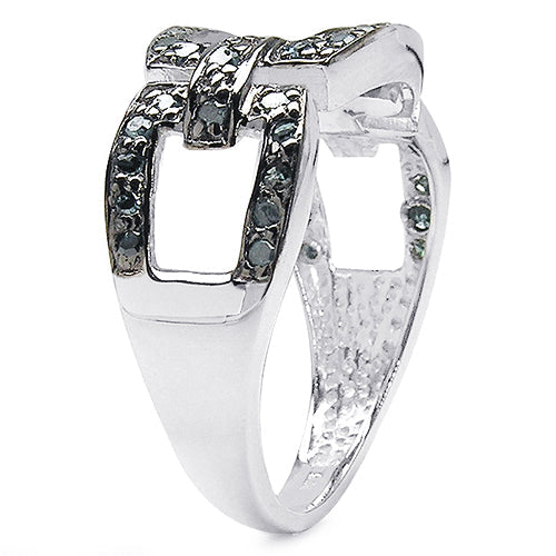 Bids.com 0.36 Carat Genuine Blue Diamond .925 Sterling Silver Ring Rings