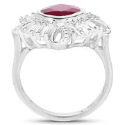 Bids.com 2.66 Carat Glass Filled Ruby and White Topaz .925 Sterling Silver Ring Rings