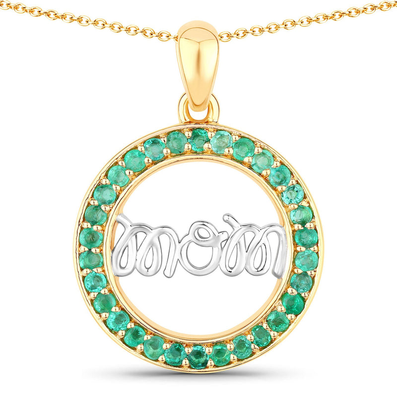 Bids.com 0.54 Carat Genuine Emerald .925 Sterling Silver Pendant Pendants