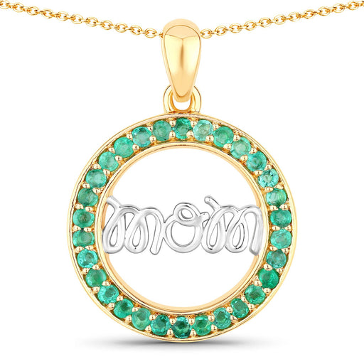 Bids.com 0.54 Carat Genuine Emerald .925 Sterling Silver Pendant Pendants