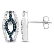 Bids.com 0.42 Carat Genuine Blue Diamond & White Diamond .925 Sterling Silver Earrings Earrings