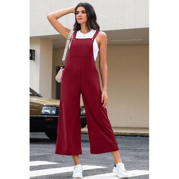 Pocketed Wide Leg Overall