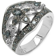 Bids.com 0.47 Carat Genuine Blue Diamond .925 Sterling Silver Ring Rings